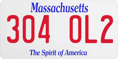 MA license plate 304OL2