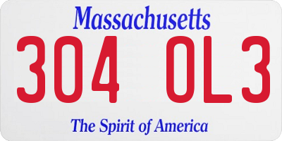 MA license plate 304OL3