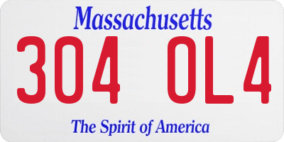MA license plate 304OL4