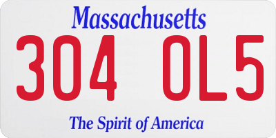MA license plate 304OL5