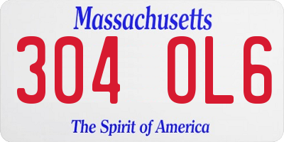 MA license plate 304OL6