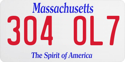 MA license plate 304OL7