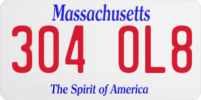 MA license plate 304OL8
