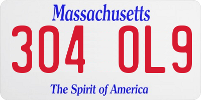 MA license plate 304OL9