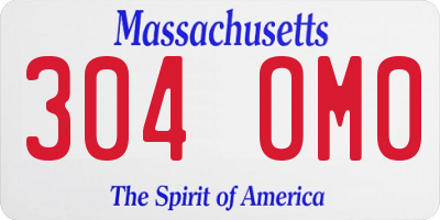 MA license plate 304OM0