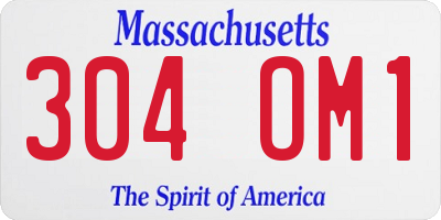 MA license plate 304OM1