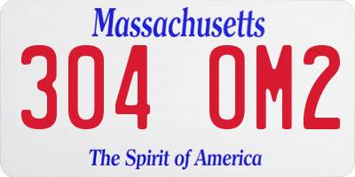 MA license plate 304OM2