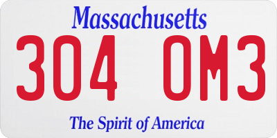 MA license plate 304OM3