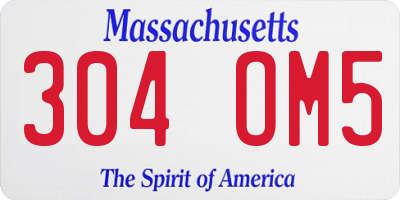 MA license plate 304OM5