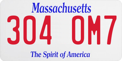 MA license plate 304OM7