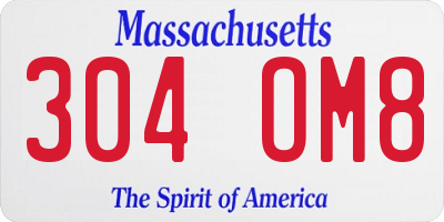 MA license plate 304OM8