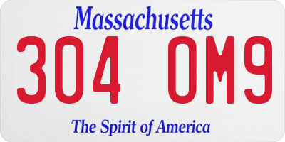 MA license plate 304OM9