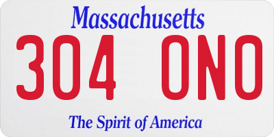 MA license plate 304ON0