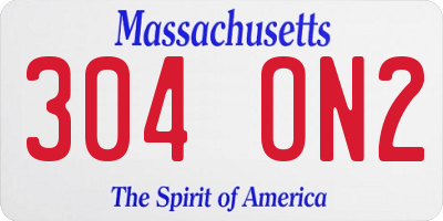 MA license plate 304ON2