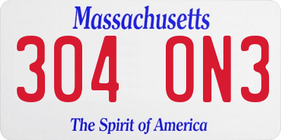 MA license plate 304ON3