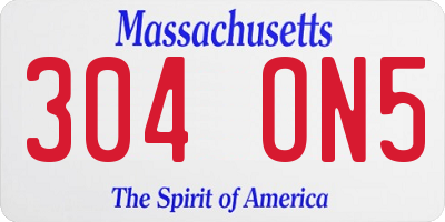 MA license plate 304ON5