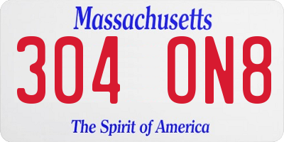 MA license plate 304ON8