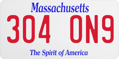 MA license plate 304ON9