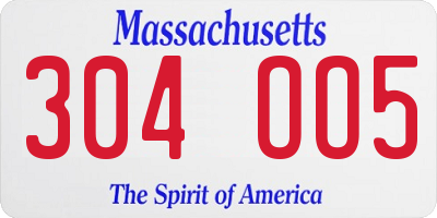 MA license plate 304OO5