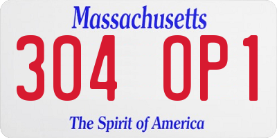 MA license plate 304OP1