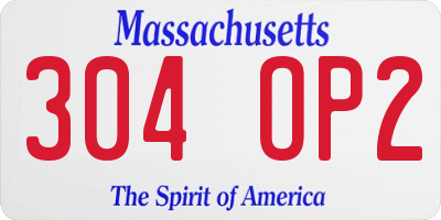 MA license plate 304OP2