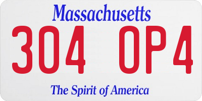 MA license plate 304OP4