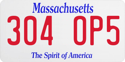 MA license plate 304OP5