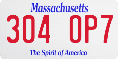 MA license plate 304OP7