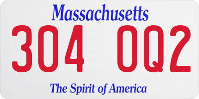 MA license plate 304OQ2