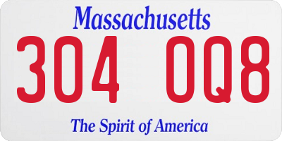 MA license plate 304OQ8