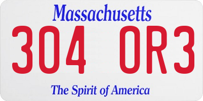 MA license plate 304OR3