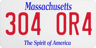 MA license plate 304OR4