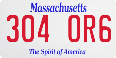 MA license plate 304OR6
