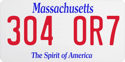 MA license plate 304OR7