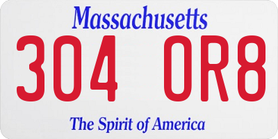 MA license plate 304OR8