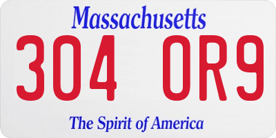 MA license plate 304OR9