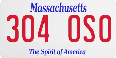 MA license plate 304OS0