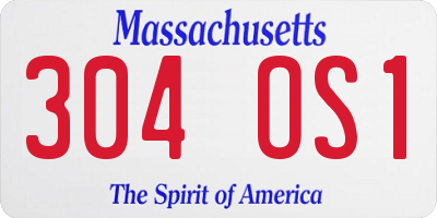 MA license plate 304OS1