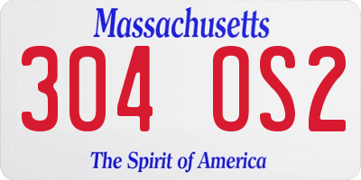 MA license plate 304OS2
