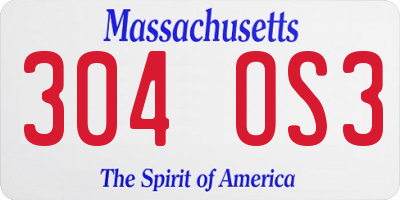 MA license plate 304OS3