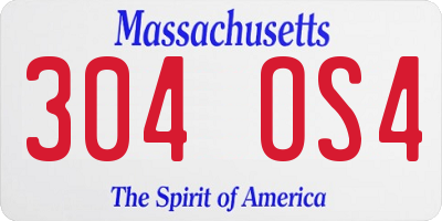 MA license plate 304OS4