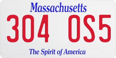 MA license plate 304OS5