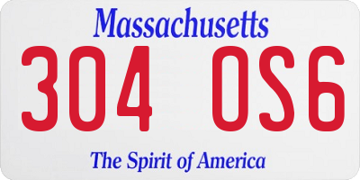 MA license plate 304OS6