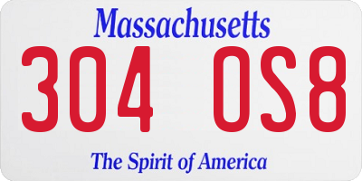 MA license plate 304OS8