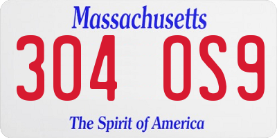 MA license plate 304OS9