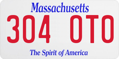 MA license plate 304OT0