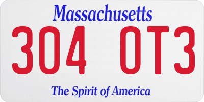 MA license plate 304OT3