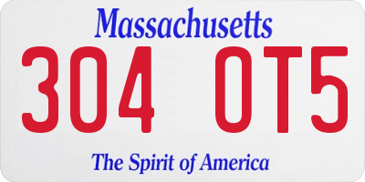 MA license plate 304OT5