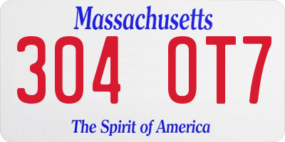 MA license plate 304OT7