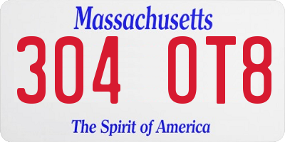 MA license plate 304OT8